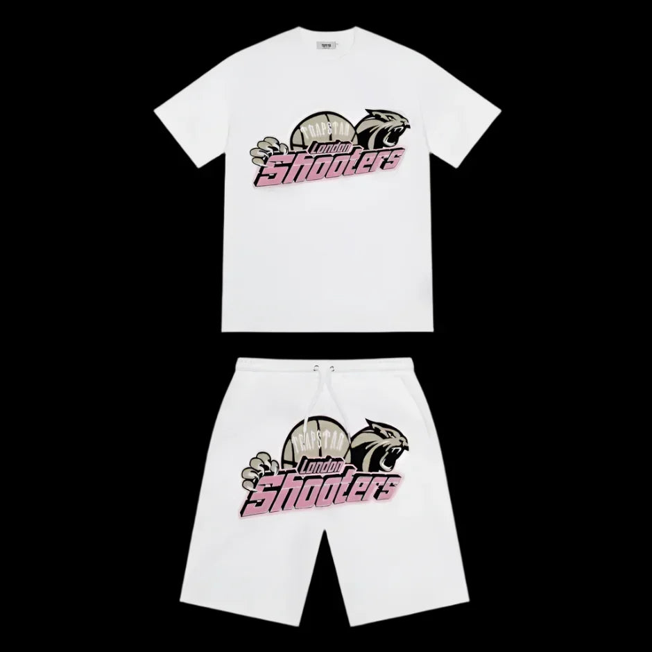 Trapstar Shooters Short Set White/Pink