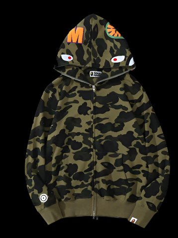 Bape Zip Up Hoodie Camo Green