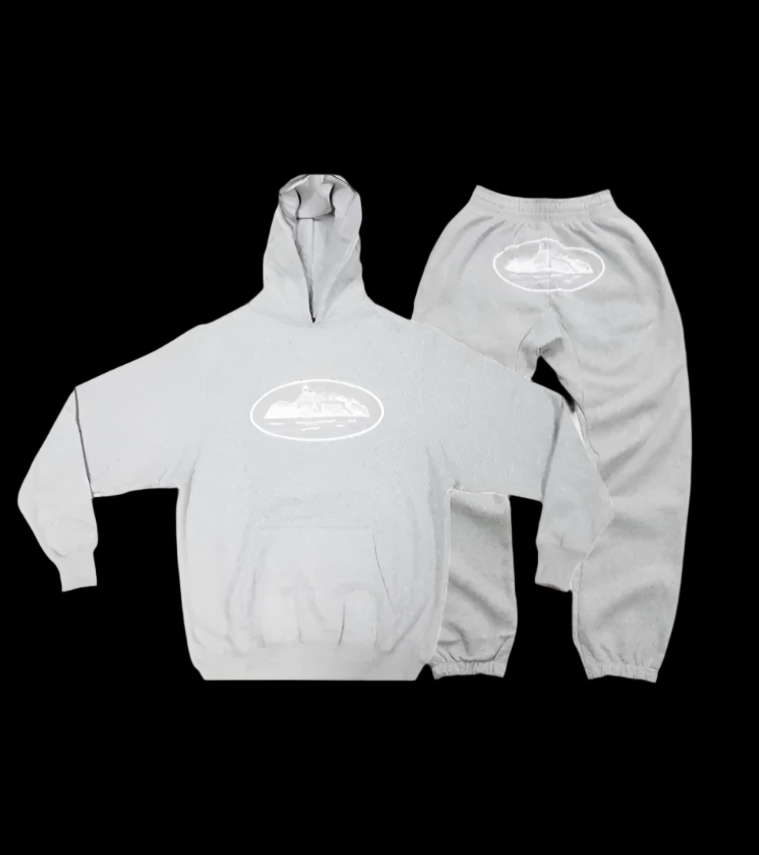 Corteiz Alcatraz Grey Hoodie Set